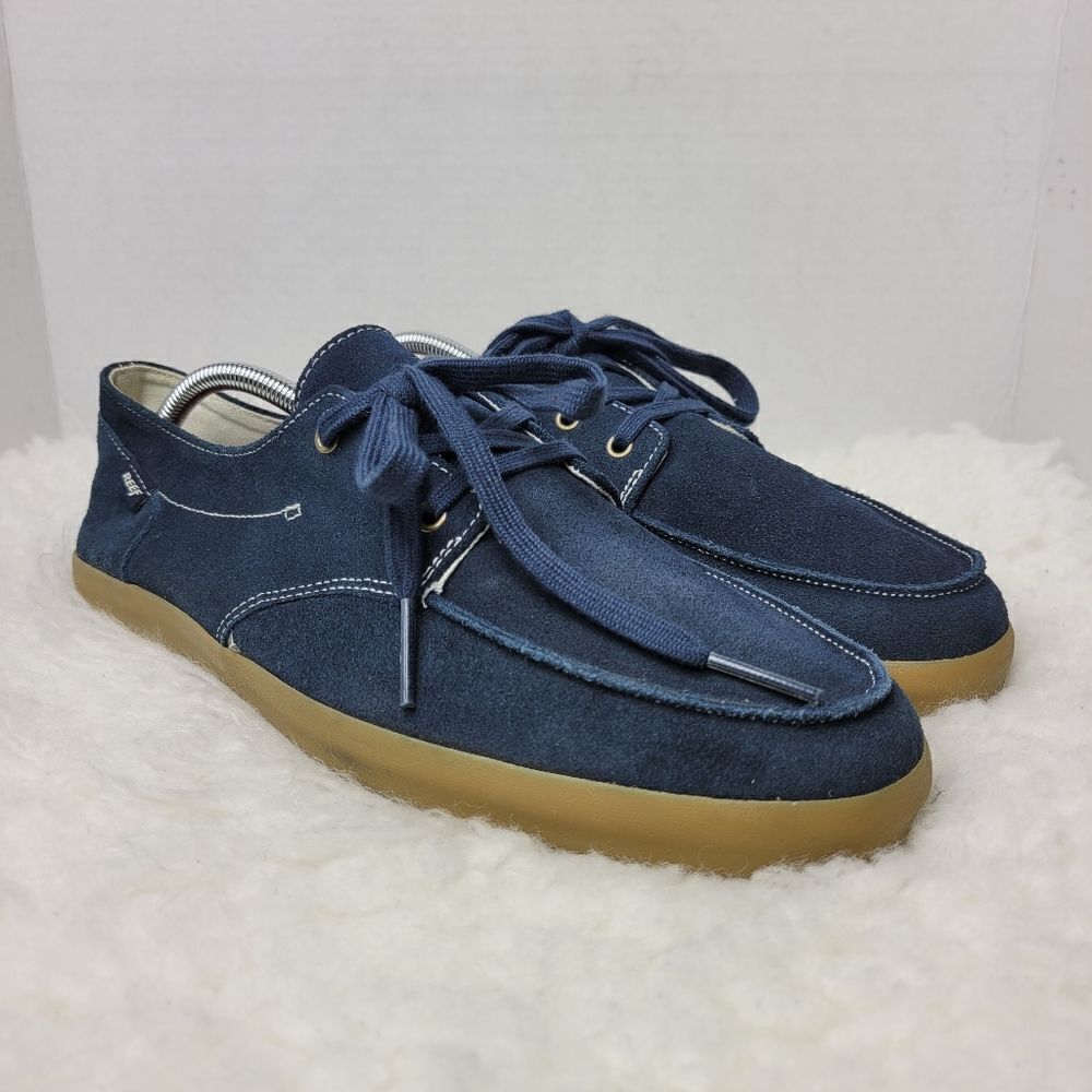 Reef Men's Size 11 Blue Canvas Sneakers  Boat Shoe